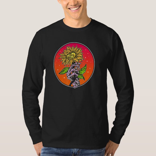 Camiseta Skeleton Hand Yellow Rose Daisy Flower Guay Aesthe (Anverso)