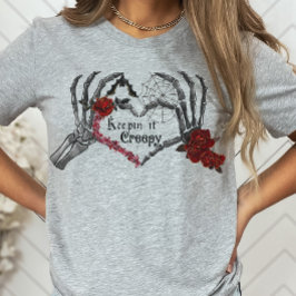 Camiseta Skeleton Hands Gótico Valentine, manteniéndolo ate