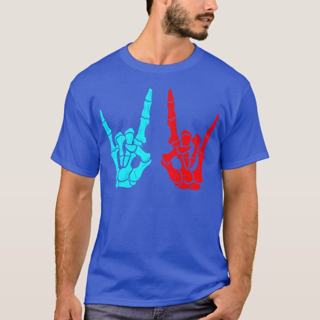 Camiseta Skeleton Hands Rock Sign Music Lovers Halloween gi (Anverso)