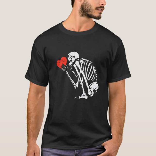 Camiseta Skeleton Heart Día de San Valentín Guay Bones Skul (Anverso)