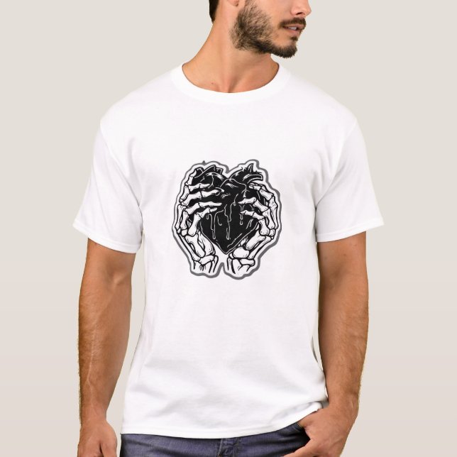 Camiseta Skeleton Heart Hands Funny (Anverso)