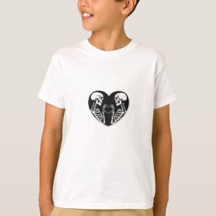 Camiseta Skeleton Heart Hands Rótulo Halloween Costume Retr