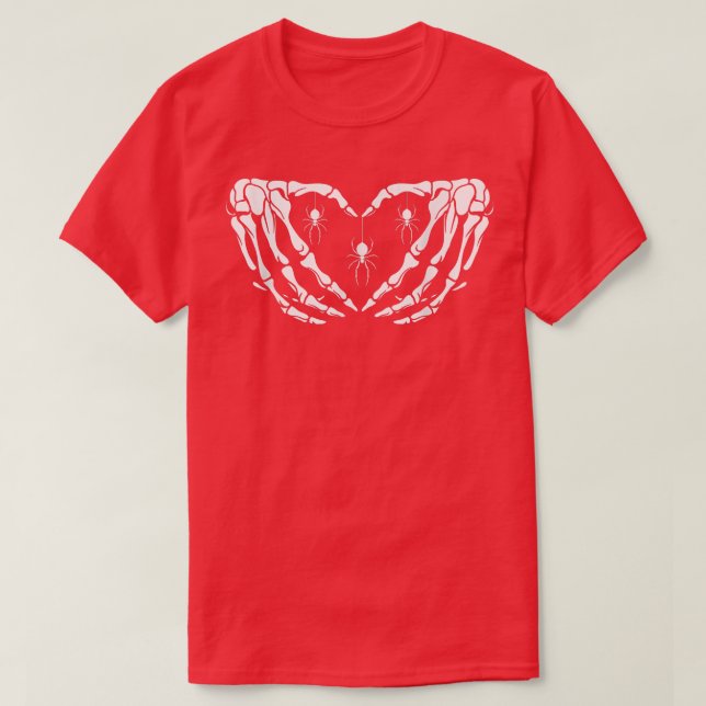 Camiseta Skeleton Heart Hands Spooky Spiders  (Diseño del anverso)