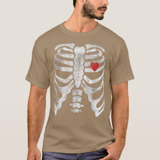 Camiseta Skeleton Heart Rib Cage X Ray Adulto Funny Hallowe