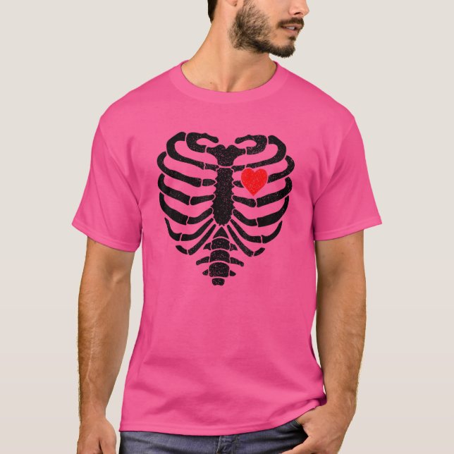 Camiseta Skeleton Heart Rib Cage X Ray Niños adultos Hallow (Anverso)