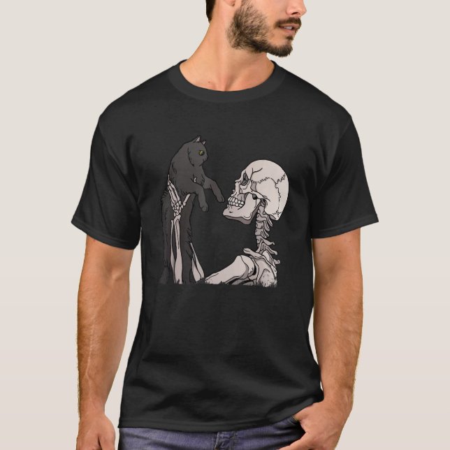 Camiseta Skeleton Holding A Cat  Skeleton & Cat  Cat Ideas  (Anverso)