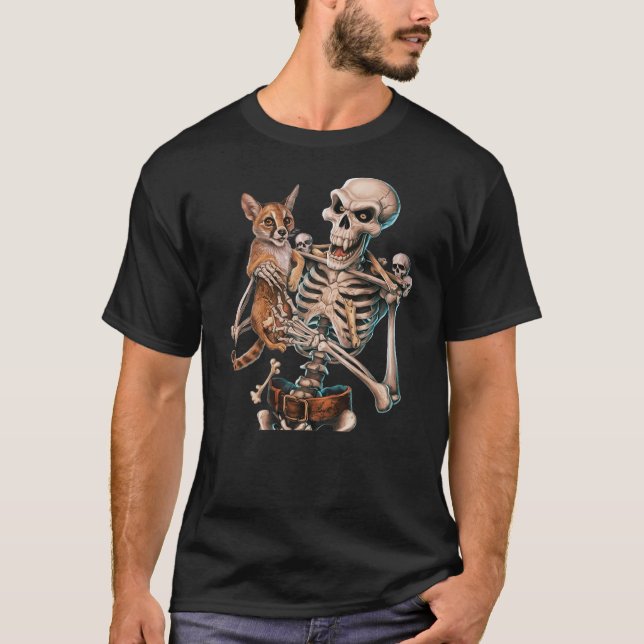 Camiseta Skeleton Holding A Cat Skull Kitty Halloween Men W (Anverso)