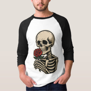 Camiseta Skeleton Holding a Rosa - Pegatina gótico artístic