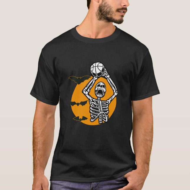 Camiseta Skeleton juega voleibol en la noche de Halloween (Anverso)