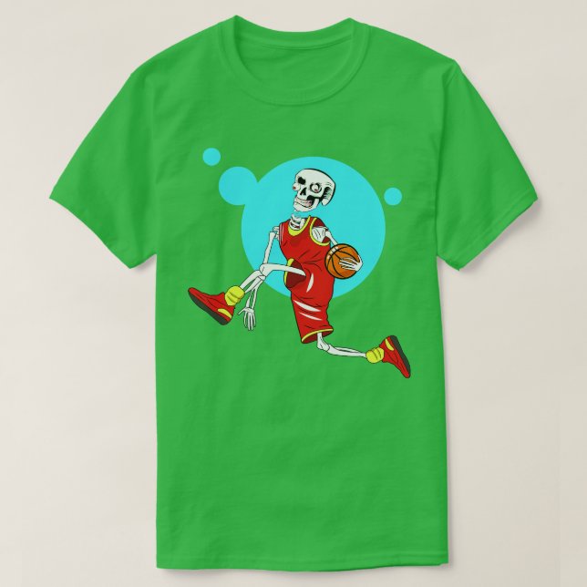 Camiseta Skeleton Jugando Basketball (Diseño del anverso)