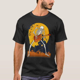 Camiseta Skeleton Jugando Guitarra Halloween Acústico Eléct