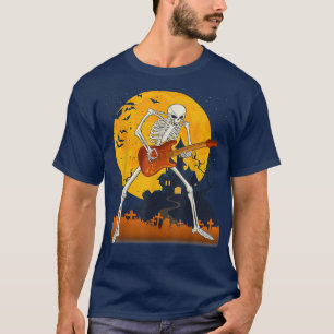 Camiseta Skeleton Jugando Guitarra Halloween Acústico Eléct