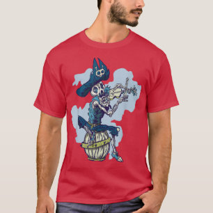 Camiseta Skeleton Jugando Instrumento Musical Pirata Violin