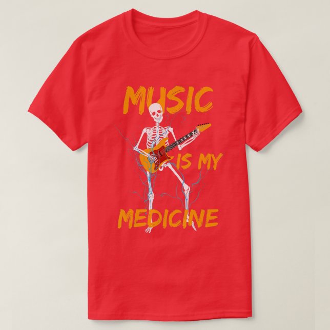 Camiseta Skeleton Jugando Música De Guitarra Lover Gracioso (Diseño del anverso)