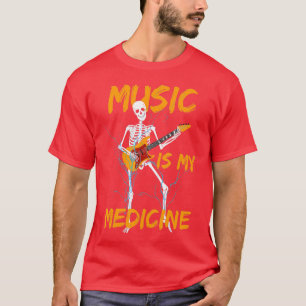 Camiseta Skeleton Jugando Música De Guitarra Lover Gracioso