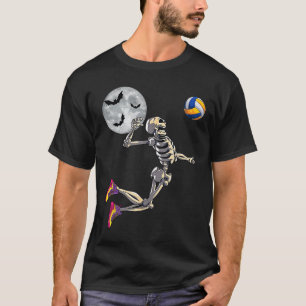 Camiseta Skeleton jugando voleibol feliz Día de Halloween B