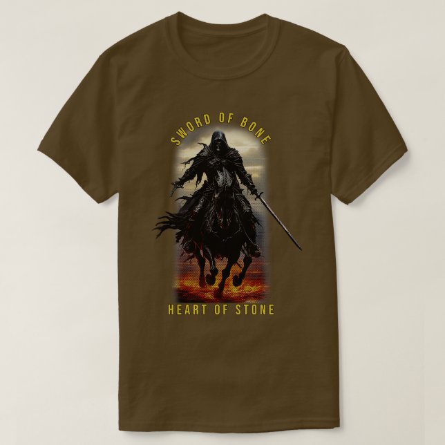 Camiseta Skeleton Knight espada del corazón óseo de piedra (Diseño del anverso)