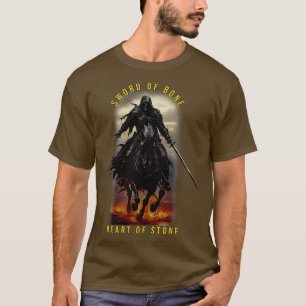 Camiseta Skeleton Knight espada del corazón óseo de piedra