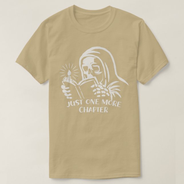 Camiseta Skeleton leyendo libro sólo un capítulo más (Diseño del anverso)