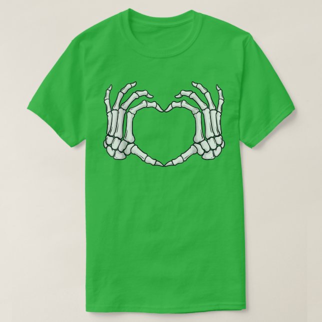 Camiseta Skeleton Manos Rótulo Corazón Huesos Graciosos Hal (Diseño del anverso)