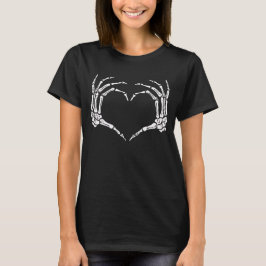 Camiseta Skeleton manos Rótulo de corazón retro disfraz de