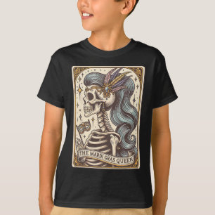Camiseta Skeleton Mardi Gras Queen Tarot Card Fat Martes C