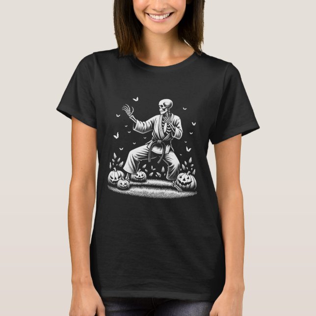 Camiseta Skeleton Martial Art Karate Judo Player Halloween (Anverso)