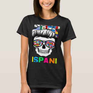 Camiseta Skeleton Messy Bun Mujeres Patrimonio Hispano Mes 