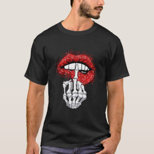Camiseta Skeleton Middle Finger Y Limite Gracioso Halloween