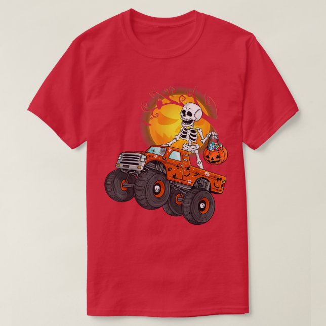 Camiseta Skeleton Monster Truck Moon Candy Toddler Boys Hal (Diseño del anverso)