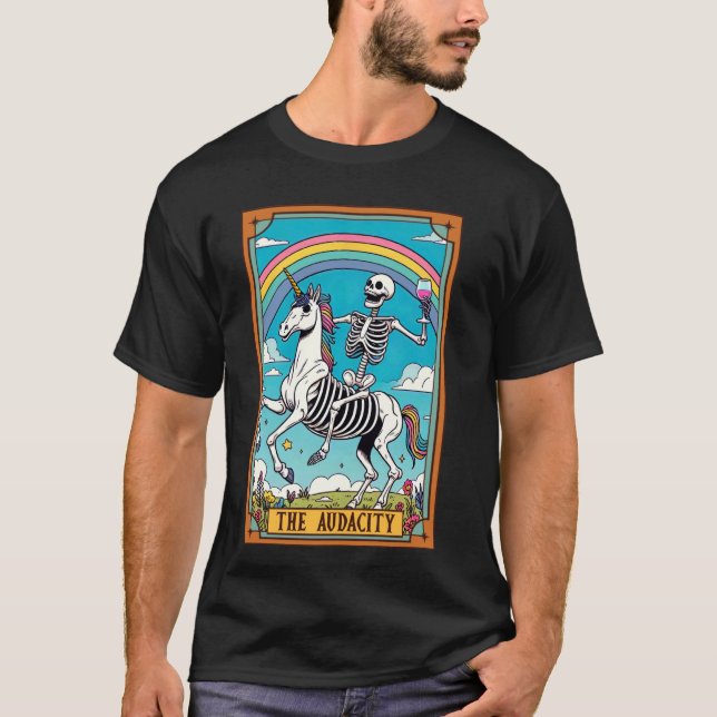 Camiseta Skeleton Montando Sarcasmo Unicornio El Audacity T (Anverso)