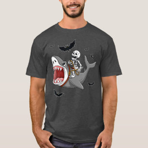 Camiseta Skeleton montando tiburones Chicas divertidos de H