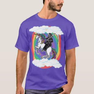 Camiseta Skeleton montando unicornio unicornio amor arcoiri