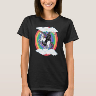 Camiseta Skeleton montando unicornio unicornio amor arcoiri