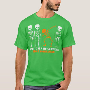 Camiseta Skeleton Naranja Ribbon TDAH Awareness Halloween