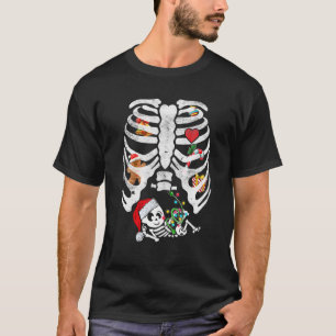 Camiseta Skeleton Navidades de rayos X en jaula de costilla