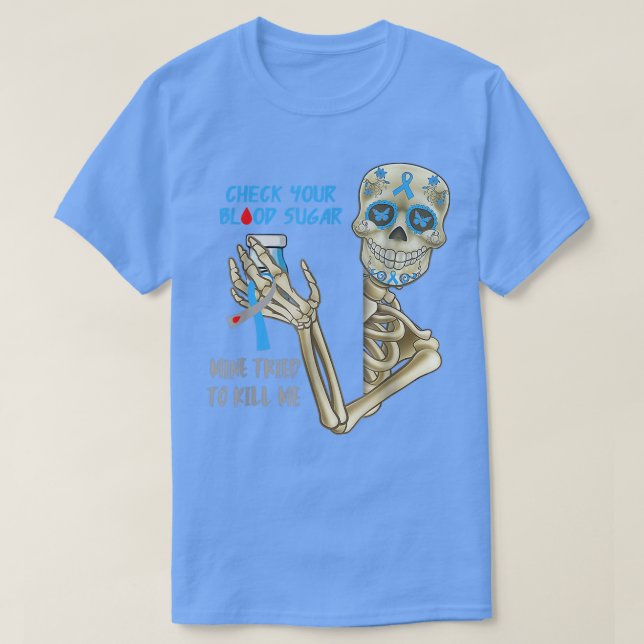 Camiseta Skeleton para la toma de conciencia sobre la diabe (Diseño del anverso)