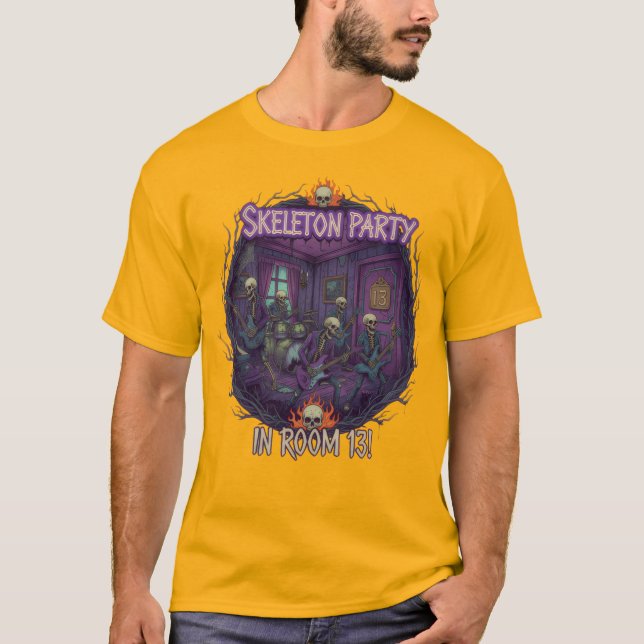 Camiseta Skeleton Party in Room 13 – Funny Halloween Design (Anverso)