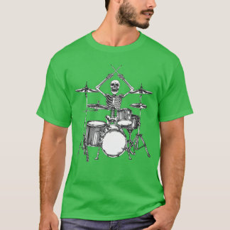Camiseta Skeleton Percussionist Drummer Halloween Rock Roll