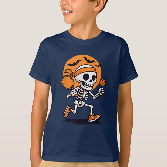 Camiseta Skeleton Pickleball Halloween Gracia (Anverso)