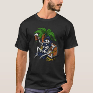 Camiseta Skeleton Pirate Sailor Beer Famoso Fiesta F