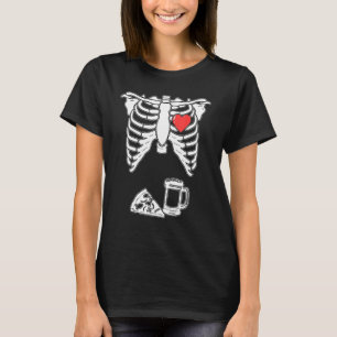 Camiseta Skeleton Pizza Beer Costume fiesta de Halloween
