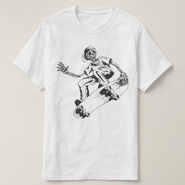 Camiseta Skeleton play skateboard (Diseño del anverso)