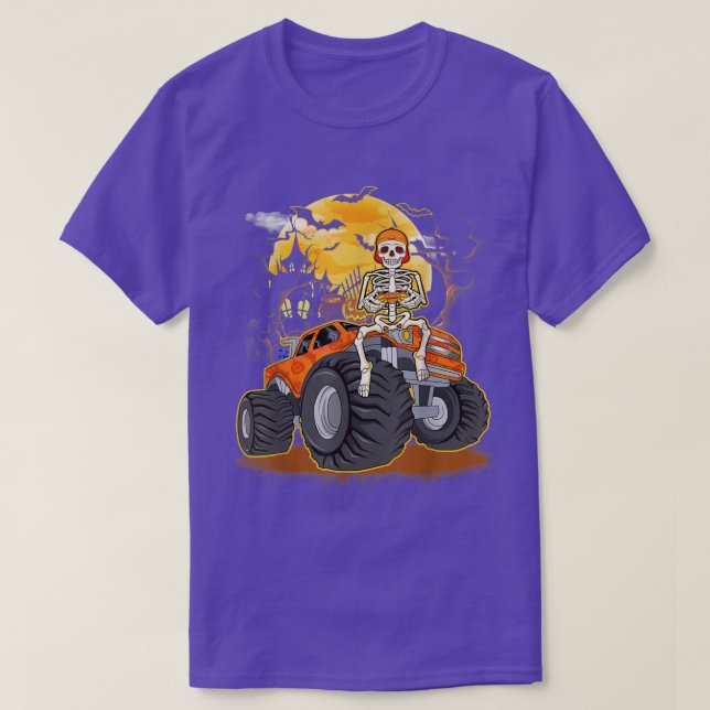 Camiseta Skeleton Playing Game Funny Monster Truck Hallowee (Diseño del anverso)