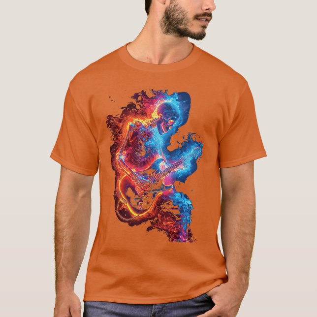 Camiseta Skeleton playing guitar Rock Shredding Guitar (Anverso)