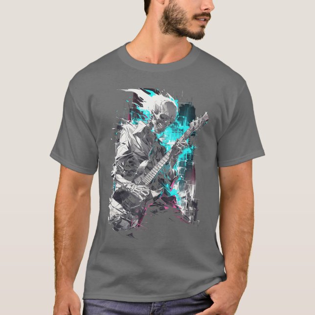Camiseta Skeleton playing guitar Rock Shredding Guitar 1 1  (Anverso)