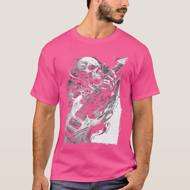 Camiseta Skeleton playing guitar Rock Shredding Guitar 1 1  (Anverso)