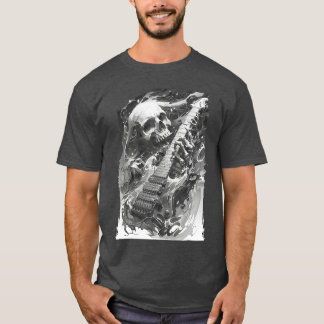 Camiseta Skeleton playing guitar Rock Shredding Guitar 1 1 