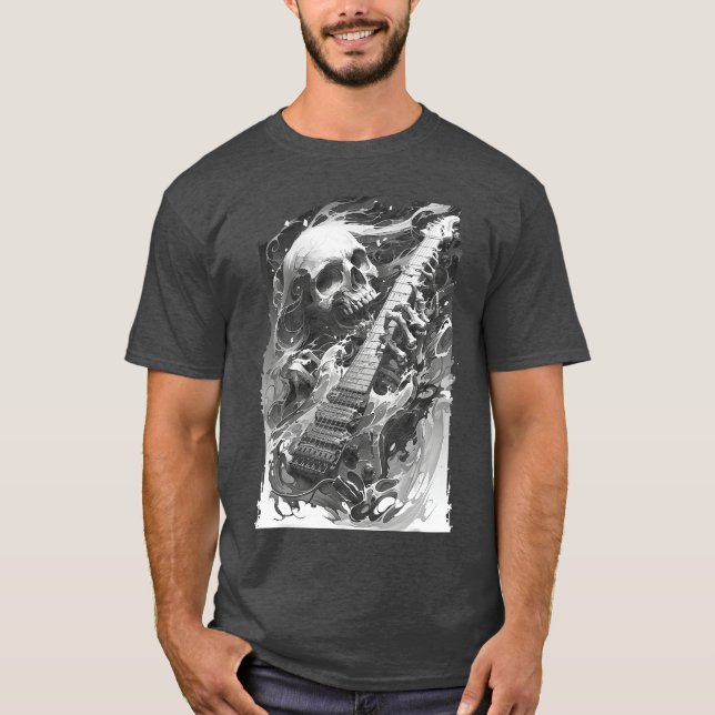 Camiseta Skeleton playing guitar Rock Shredding Guitar 1 1  (Anverso)