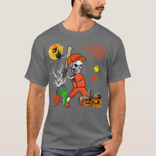 Camiseta Skeleton Playing Softball Pumpkin Player Lover Hal